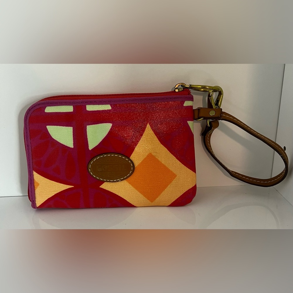 Fossil Red and Orange Wristlet Clutch